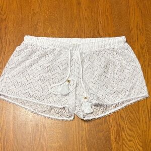 Miken large White Lace Shorts swimsuit coverup